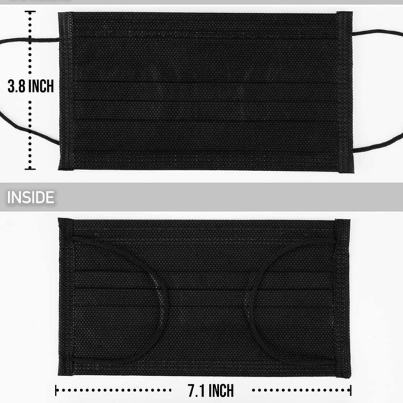 10 Pack Disposable Black Face Mask - Picture 4 of 4